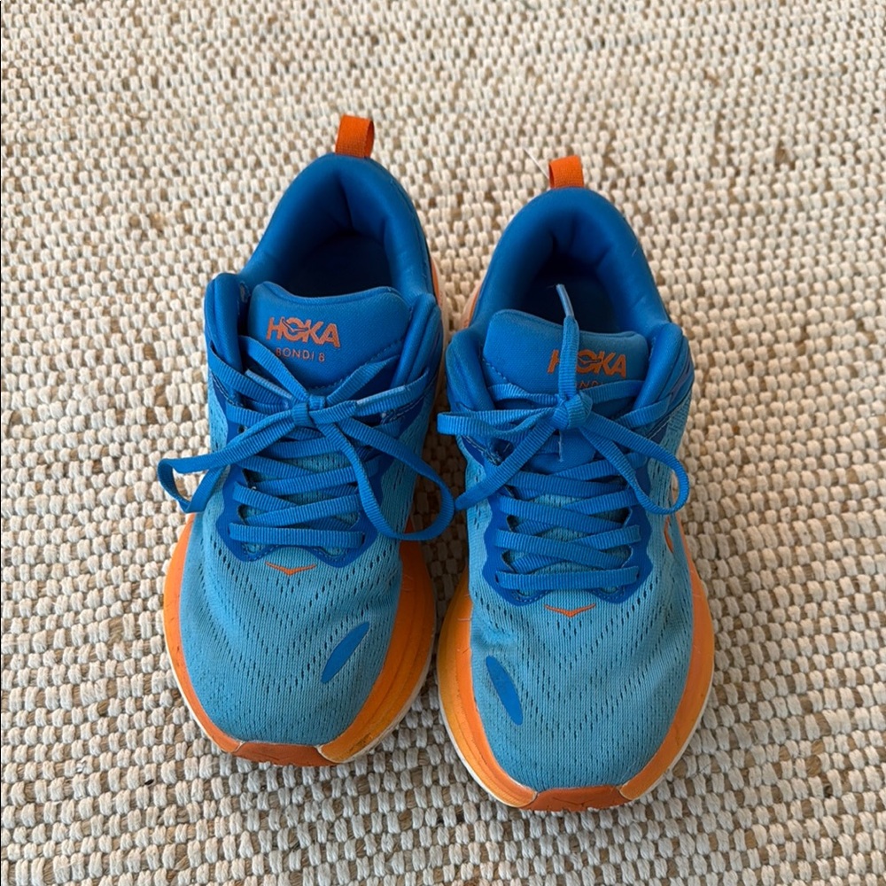 Hoka Blue and Orange Sneakers with Cushioned Sole